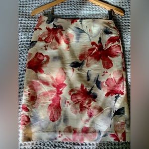Silk Floral Pencil Skirt